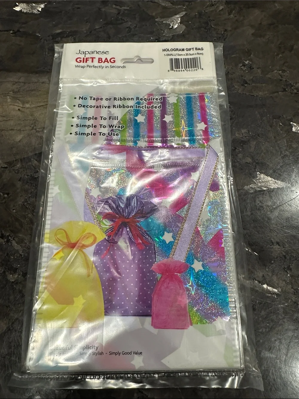 Japanese Holographic Gift Bag - Iridescent Pink & Purple